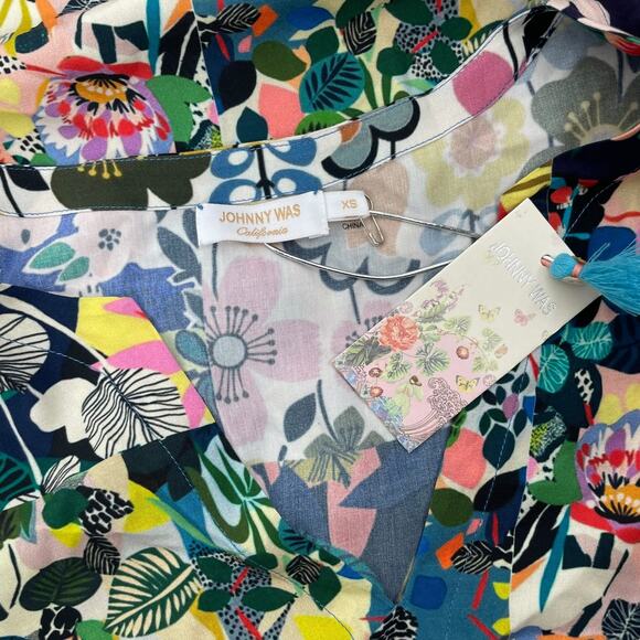 Johnny Was Puff Sleeve Maxi Dress Swim Cover Up Layla Print Size XS - Picture 12 of 13